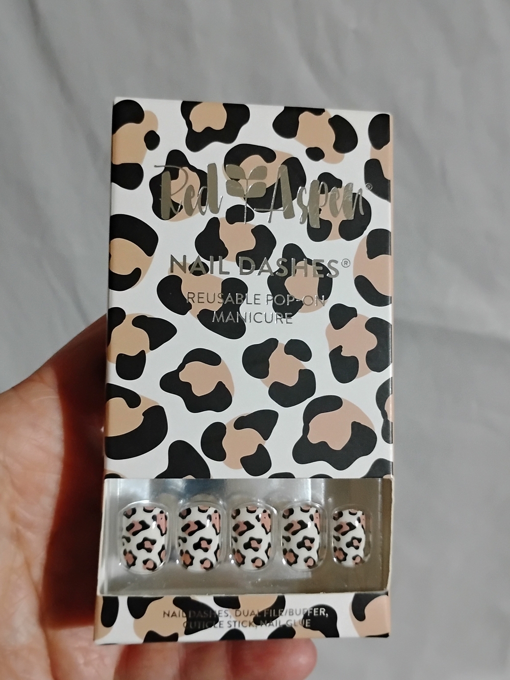 Red Aspen Nail Dashes Press On Leopard Print Black Cream Tan Leopard For Lydia